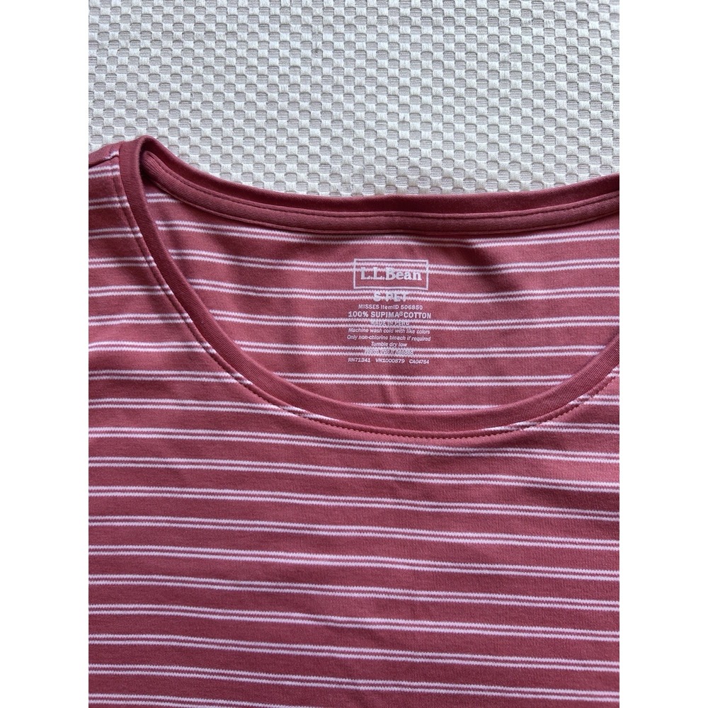L.L. Bean Women's Small Petite Orange Stripe 3/4 Sleeve Casual Mature Preppy EUC - Picture 3 of 8